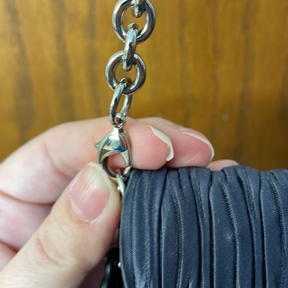 COACH UEC Vintage Blue Clutch or Shoulder Bag Ruched Leather Trim - Picture 5 of 16